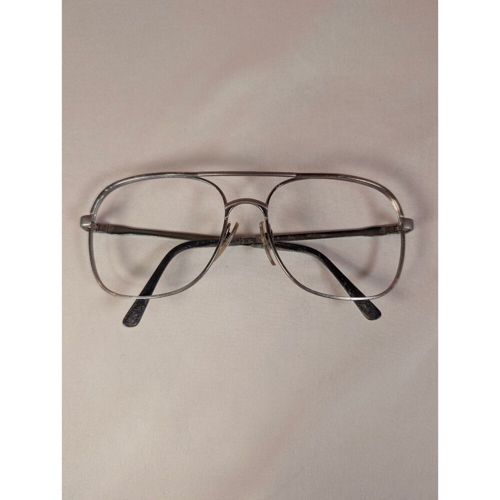 Vintage Walter Luxottica Aviator Crossbar Eyeglass Frames Silver 58/17/140